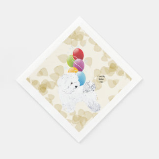 Serviettes Jetables Bichon Frise Tan Feuilles et ballons