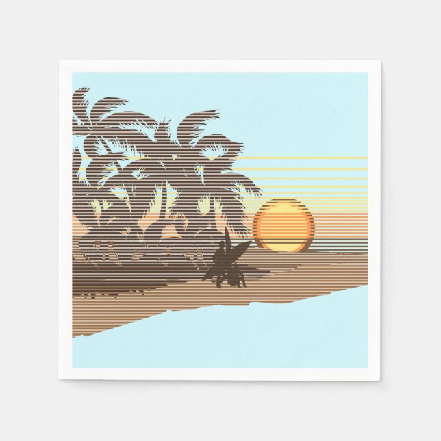 Serviettes Jetables Big Sunset Strike Hawaiian Surfer (Devant)