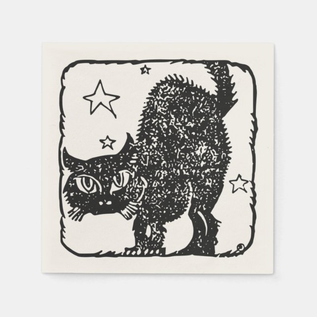 Serviettes Jetables Black Cat Halloween Party Napkin (Devant)