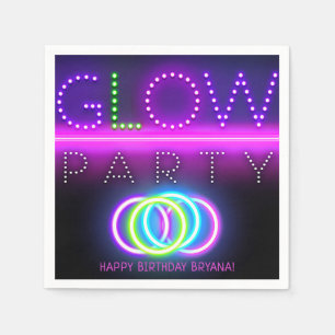 Serviettes Jetables Black Glow Party Neon Lumières Anniversaire