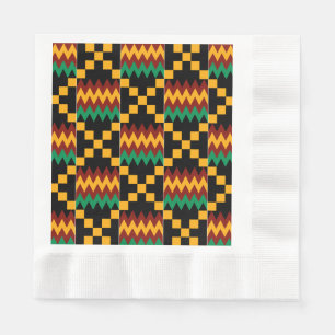 Serviettes Jetables Black, Green, Red, et Yellow Kente Cloth