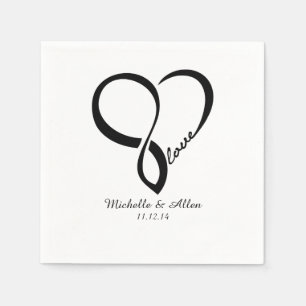 Serviettes Jetables Black Love Coeur Mariage Party Papier ensemble de