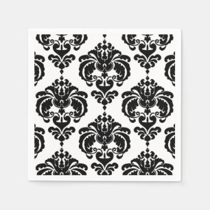 Serviettes Jetables Black & White Damask Vintage Wedding Event Party