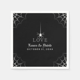 Serviettes Jetables Black & White Spider Web LOVE Halloween Mariage