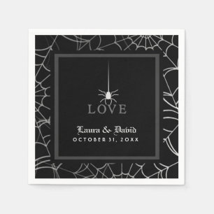 Serviettes Jetables Black & White Spider Web LOVE Halloween Mariage