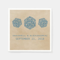 Bleu Grunge D20 Dice Gamer Papier Napkins