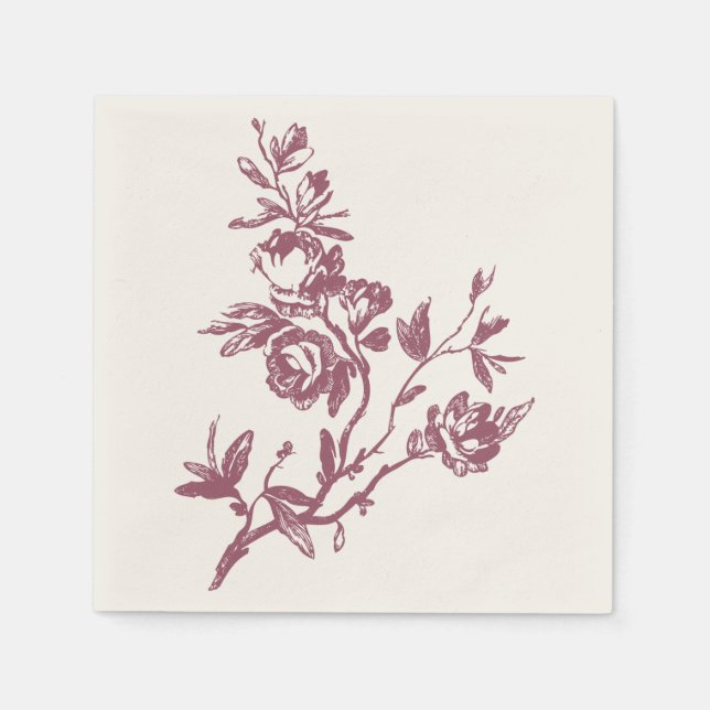 Serviettes Jetables Bleu Oiseau rose Merci Floral Coeur serviettes (Devant)