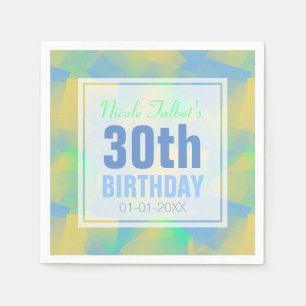 Serviettes Jetables Bleu Y Pastel Abstrait 30e Anniversaire Papier ser