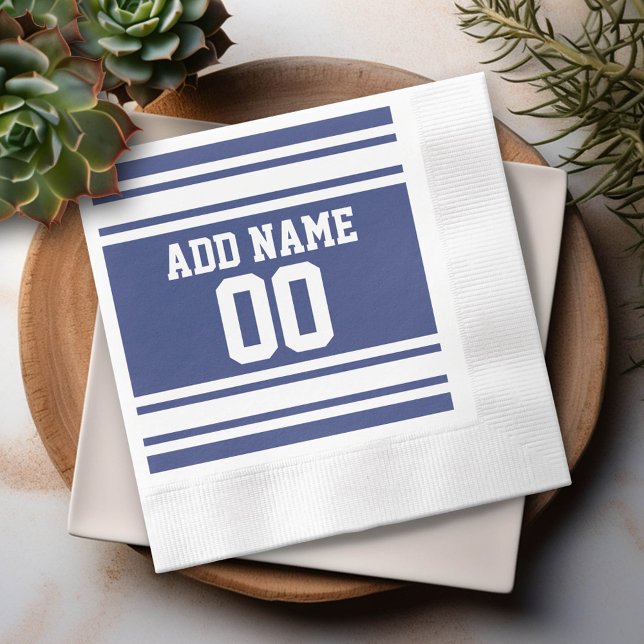 Serviettes Jetables Blue and White Jersey Stripes Custom (Custom Party Napkins)