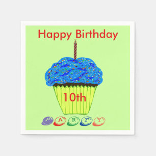 Serviettes Jetables Blue Cupcake Party Anniversaire Napkins