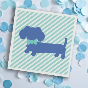 Serviettes Jetables Blue Dachshund fête d'anniversaire   Baby showers