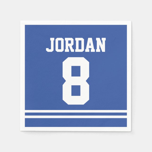 Serviettes Jetables Blue Football Jersey - Sports Thème Anniversaire (Devant)
