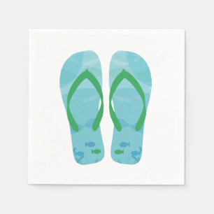 Serviettes Jetables Blue Green Summer Beach Flip Flop Napkins