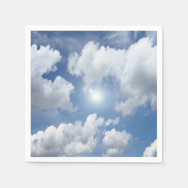 Serviettes Jetables Blue Heaven Nuages + vos idées (Devant)