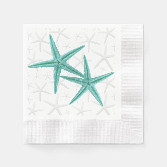 Serviettes Jetables Blue Lagoon Starfish Couple Papier serviettes (Devant)