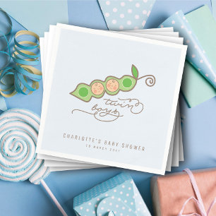 Serviettes Jetables Blue Peas dans Pod Twin Boys Baby shower Party