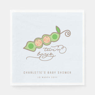 Serviettes Jetables Blue Peas dans Pod Twin Boys Baby shower Party