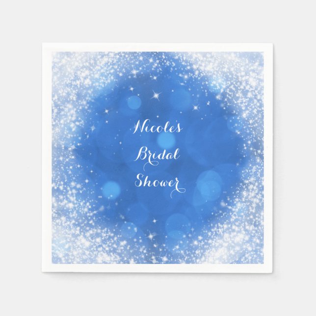 Serviettes Jetables Blue & White Sparkle Cendrillon N'importe quelle f (Devant)