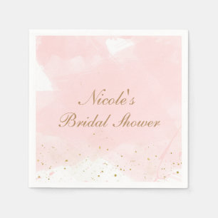 Serviettes Jetables Blush rose & Gold Splatter Fête des mariées modern