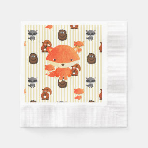 Serviettes Jetables Bois Animaux Baby shower Tan Napkins