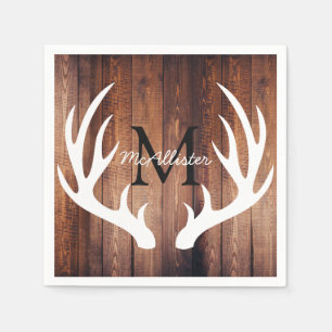 Serviettes Jetables Bois d'étable rustique de cerfs blancs - Personnal
