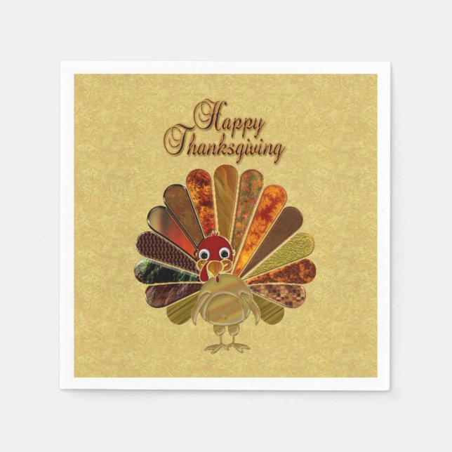 Serviettes Jetables Bon thanksgiving coloré Turquie (Devant)