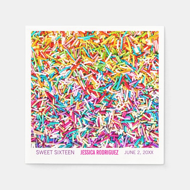 Serviettes Jetables Bonbons Thème Partie Napkin Sprinkles Sweet 16 (Devant)