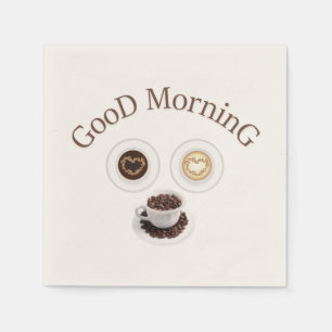 Serviettes Jetables Bonjour avec du café