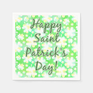 Serviettes Jetables Bonne St Patrick's Day Shamrocks Aquarelle rétro