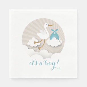 Serviettes Jetables Bouche + Clouds Baby shower Garçon serviettes