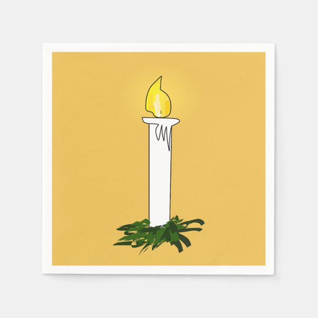 Serviettes Jetables Bougie Advent Jaune foncé Cocktail standard (Devant)