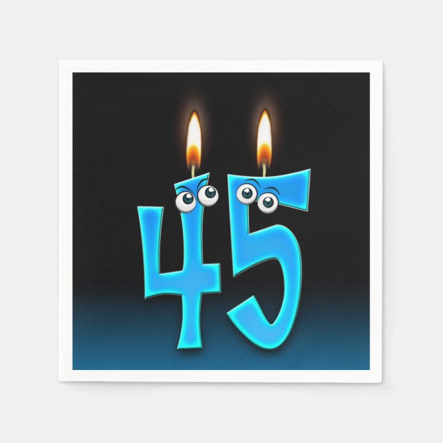 Serviettes Jetables Bougie de 45e anniversaire aux globes oculaires (Devant)