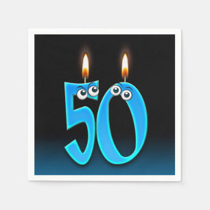 Serviettes Jetables Bougie de 50e anniversaire avec globes oculaires