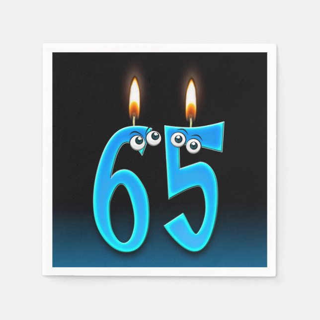 Serviettes Jetables Bougie de 65e anniversaire aux globes oculaires (Devant)
