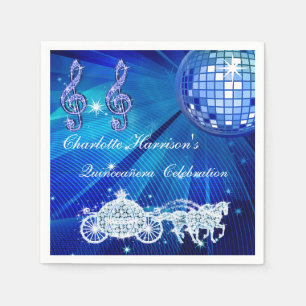 Serviettes Jetables Boule Disco, Princesse Coach & Chevaux Quinceañera
