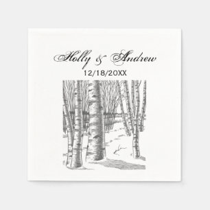 Serviettes Jetables Bouleaux en hiver Noël Xmas