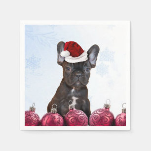 Serviettes Jetables Bouledogue français de Noël