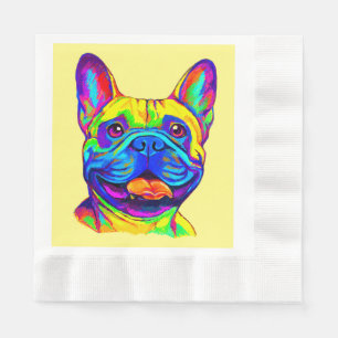 Serviettes Jetables Bouledogue français en couleurs