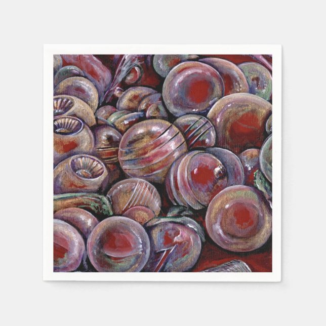 Serviettes Jetables Boules de Noël rouges (Devant)