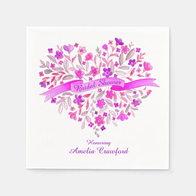 Serviettes Jetables Bouquet de fleur de coeur serviettes de douche nup (Devant)