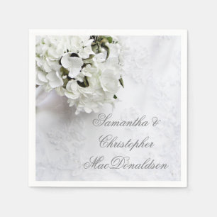 Serviettes Jetables Bouquet de fleurs blanches mariage