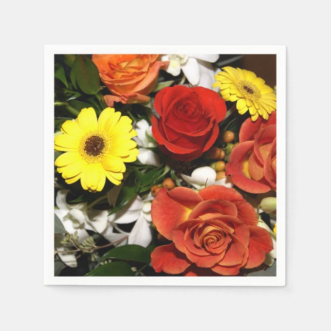 Serviettes Jetables Bouquet de fleurs colorées Photographie (Devant)