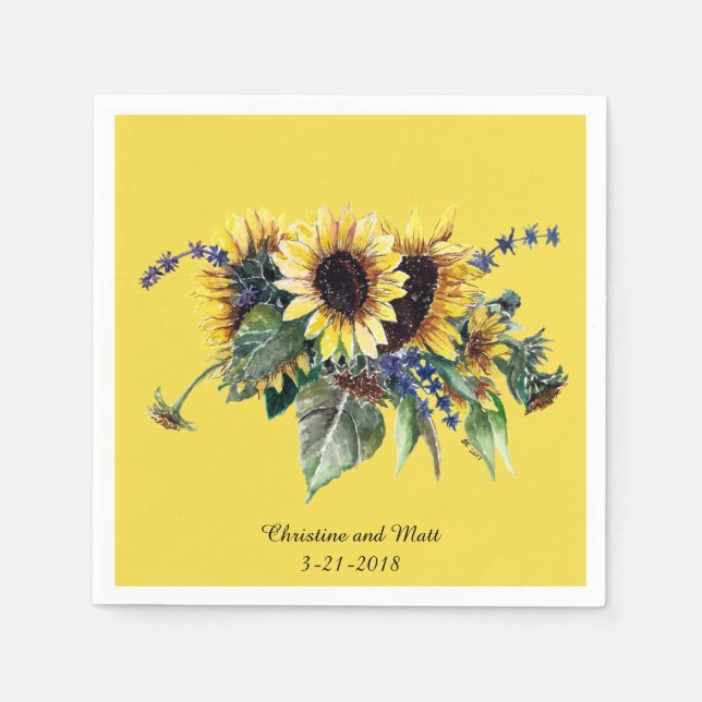 Serviettes Jetables Bouquet de tournesol personnalisé (Devant)