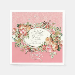Serviettes Jetables Bouquet Floral Rose vintage Manoir anglais