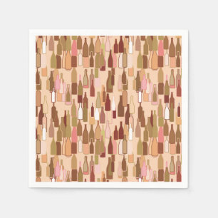 Serviettes Jetables Bouteilles de vin, couleurs de terre, arrière - pl