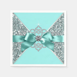 Serviettes Jetables Bow Diamond bleu turquoise
