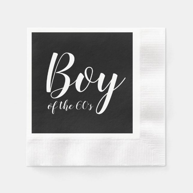 Serviettes Jetables Boy of the Sixties 1960 Typographie noir blanc (Devant)