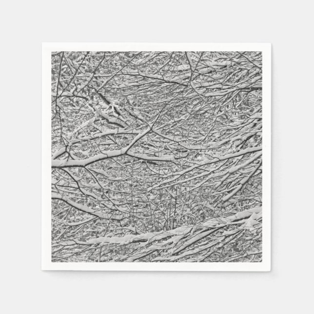 Serviettes Jetables Branches de neige Papier Napkin (Devant)