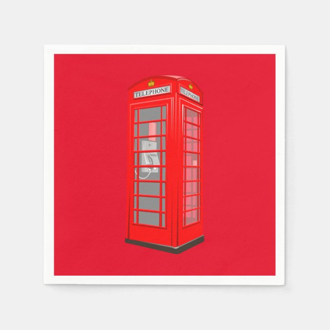 Serviettes Jetables British Red Thème Londres Téléphone Booth Papier N (Devant)