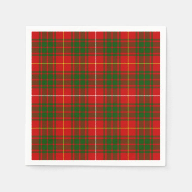 Serviettes Jetables Bruce tartan rouge vert plaid (Devant)
